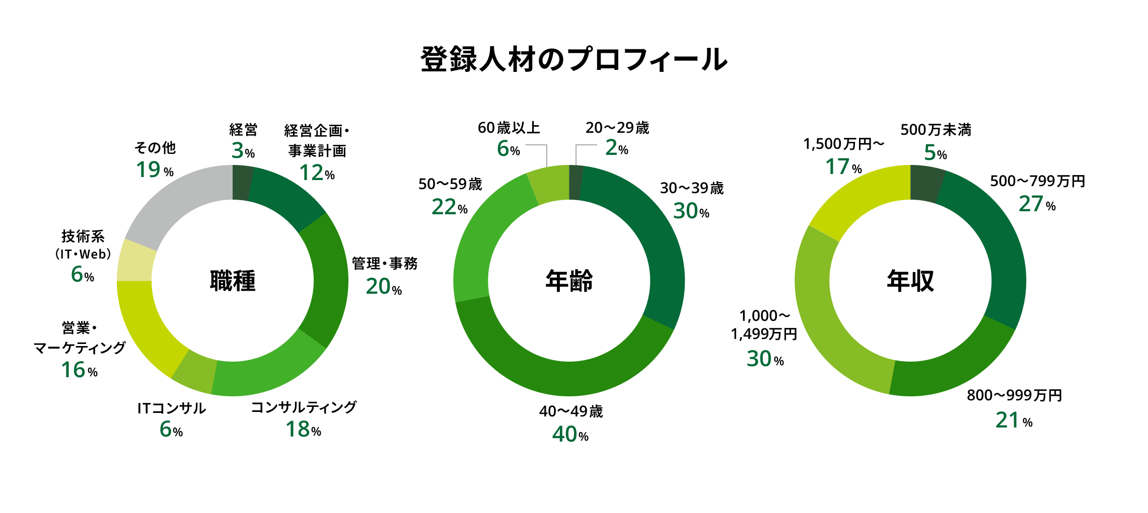 登録人材の情報を現したグラフ