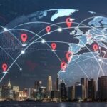 日本本社と海外現地法人との連携によって事業展開の向上を示している図